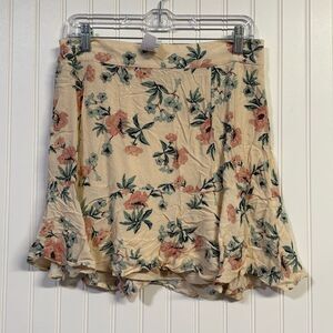 American Eagle Outfitters Floral Beige Neutral Flowly Skirt Women's L NWT